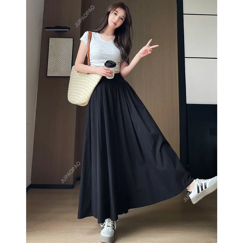 New Casual Pants Elastic Waist Culottes Stylish Women's Wide Leg Pants Collection Casual Culottes High Waist Skirt for EverydayblueL