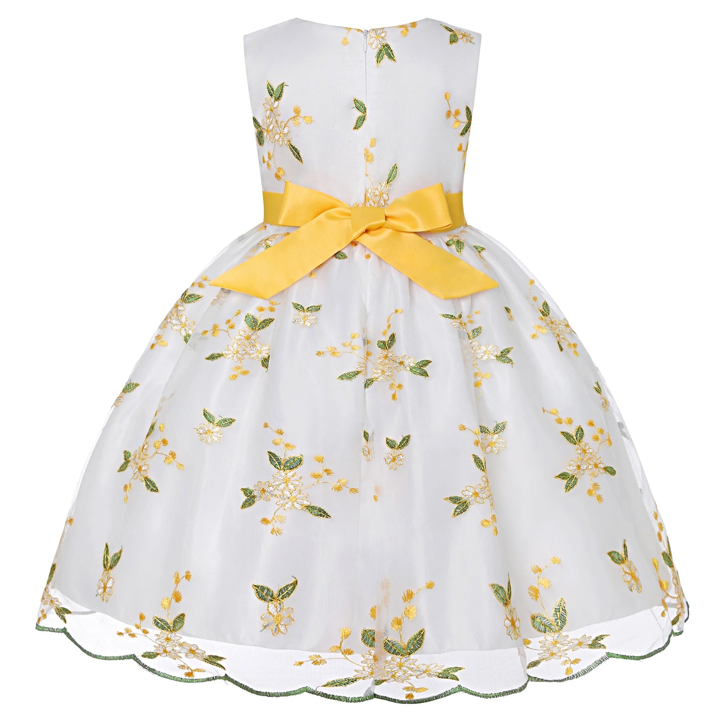 New embroidered bow dress skirt gauze princess pommel skirt girl dress June 1 Children's Day performance dressYellow100