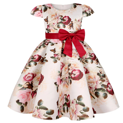 New Girls Kids Flower Elegant Causal Princess Party Dresses Children Clothing Christmas Birthday Wedding Party Baby Girl DressD3370 - WineRed6