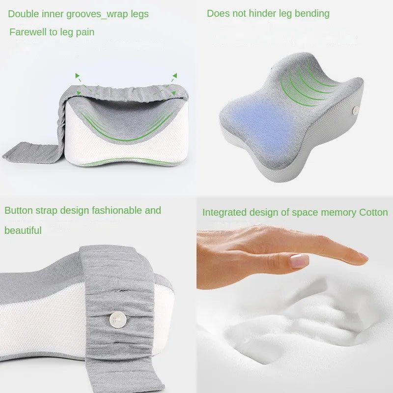 Orthopedic Slow Rebound Memory Cotton Clamp Leg Pillow Maternity Foot Pillow Strap Adjustable Side Sleeping Knee Leg Pillowgrey