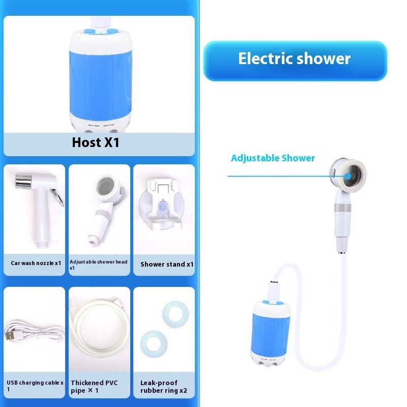 Outdoor Camping Shower Portable Electric Shower Gadgets Waterproof 5000mAh Rechargeable Battery Powered For Hiking TravelingBasic car wash nozzleUSB