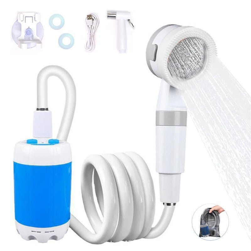 Outdoor Camping Shower Portable Electric Shower Gadgets Waterproof 5000mAh Rechargeable Battery Powered For Hiking TravelingBasic car wash nozzleUSB