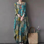 Oversized Women's Floral Sundress 2023 ZANZEA Printed Maxi Dress Elegant Autumn Casual Long Sleeve Vestidos Female Cotton RobeGreen5XL