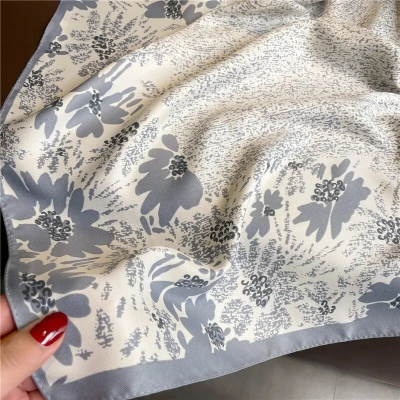 Print Twill Silk 90cm Square Scarf Women Luxury Floral Hair Neckerchief Shawl Wraps Bandanda Hijab Foulard Head Band EcharpeFN71 - 4