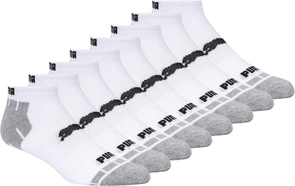 PUMA Men'S 8 Pack Low Cut SocksWhite/Grey10 - 13ActiveAthletic SocksClothing