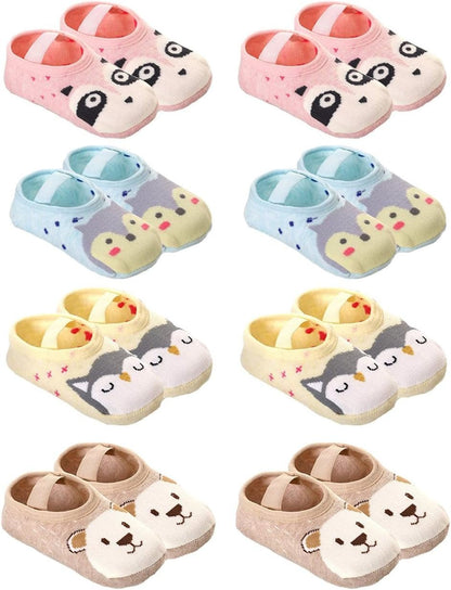 Qandsweet Baby Toddler Non - Skid Socks Little Girls Cute Cartoon Floor Socks 8 - 36MCartoon 8 Pairs1 - 3TAccessoriesBabyBaby Girls