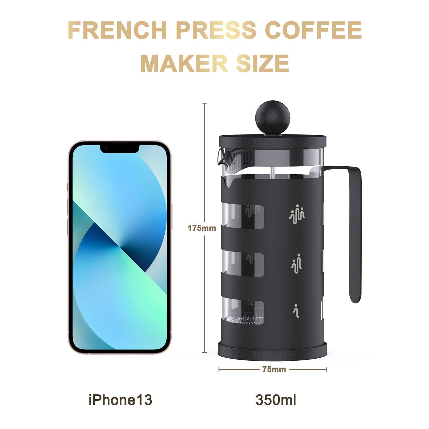 RAINBEAN French Press Coffee Maker Easy Cleaning Cafeteria, Heat Resistant Borosilicate Glass1000ml