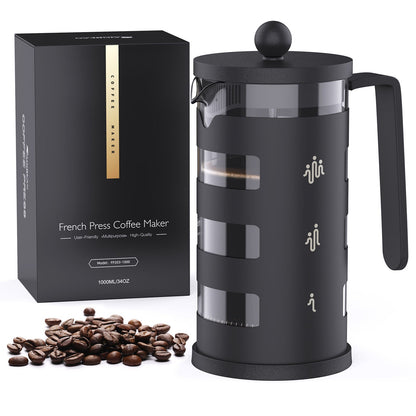 RAINBEAN French Press Coffee Maker Easy Cleaning Cafeteria, Heat Resistant Borosilicate Glass1000ml