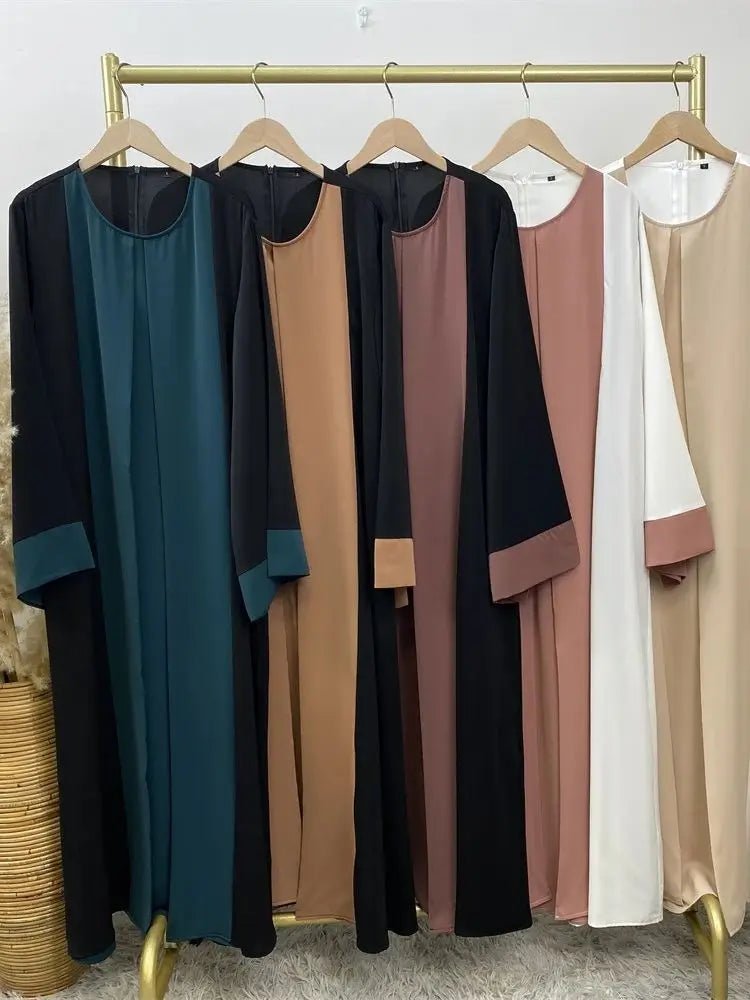 Ramadan Eid Muslim Abaya Dubai Luxury Splicing Fake Two Pieces Abayas For Women Kaftan Modest Dress Islam Caftan Marocain FemmeApricot White DressS