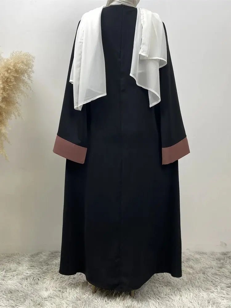 Ramadan Eid Muslim Abaya Dubai Luxury Splicing Fake Two Pieces Abayas For Women Kaftan Modest Dress Islam Caftan Marocain FemmePink White DressL