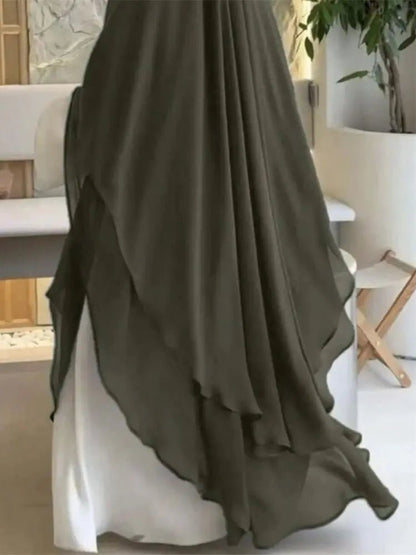 Ramadan Khimar Abaya Saudi Arabia Turkey Islam Muslim Hijab Dress Prayer Clothes Abayas For Women Kebaya Robe Femme MusulmaneArmy GreenOne Size