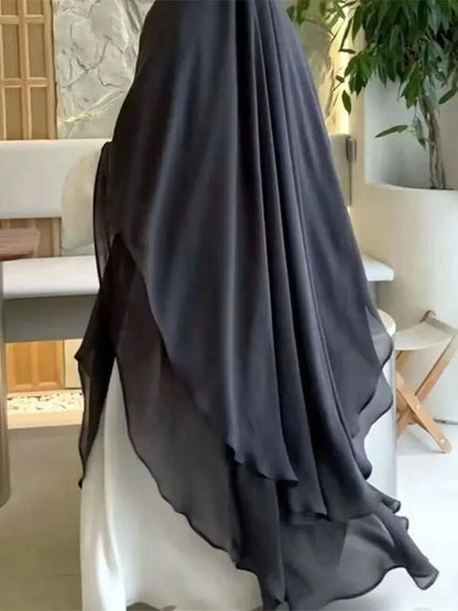 Ramadan Khimar Abaya Saudi Arabia Turkey Islam Muslim Hijab Dress Prayer Clothes Abayas For Women Kebaya Robe Femme MusulmaneGrayOne Size