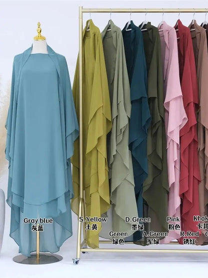 Ramadan Khimar Abaya Saudi Arabia Turkey Islam Muslim Hijab Dress Prayer Clothes Abayas For Women Kebaya Robe Femme MusulmaneGrayOne Size