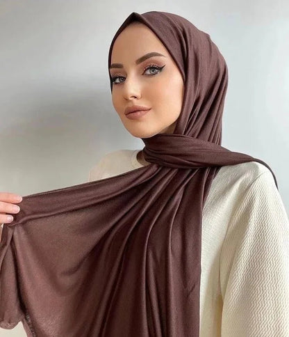 Ramadan Modal Cotton Jersey Hijabs For Woman Long Muslim Scarf Shawl Plain Soft Turban Tie Head Wraps For Women Islamic ClothingLight Purple