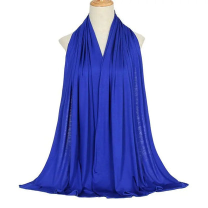 Ramadan Modal Cotton Jersey Hijabs For Woman Long Muslim Scarf Shawl Plain Soft Turban Tie Head Wraps For Women Islamic ClothingRoyal Blue