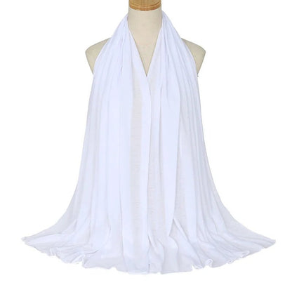 Ramadan Modal Cotton Jersey Hijabs For Woman Long Muslim Scarf Shawl Plain Soft Turban Tie Head Wraps For Women Islamic ClothingWhite