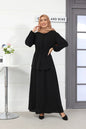 Ramadan Muslim Women Dubai Two Pieces Set Dress Buttons Tops Skirt Suit Abaya Arab Kaftan Islamic Eid Suits Turkey Casual ModestblackXXXL