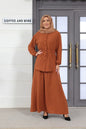 Ramadan Muslim Women Dubai Two Pieces Set Dress Buttons Tops Skirt Suit Abaya Arab Kaftan Islamic Eid Suits Turkey Casual ModestBrownM