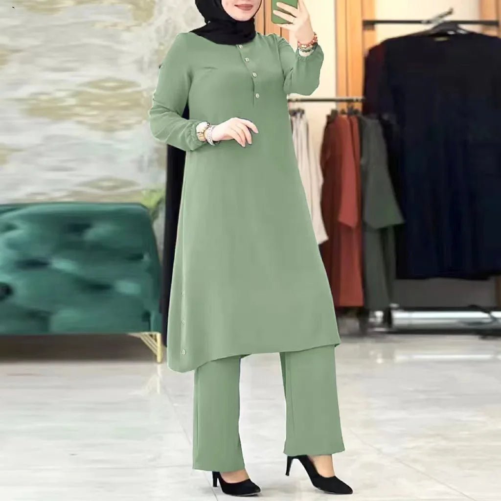 Sports Abaya Sweater and Sweater Set for Muslim Women, Arab, Dubai, Southeast Asia, Middle East Jelaba, Leisure, FashionLight greenS