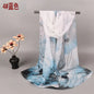 Spring and Summer Hot Selling Silk Scarves with Lotus Pattern 50*160 Printed Silk Scarves and Long Scarves WholesaleQQS001blue