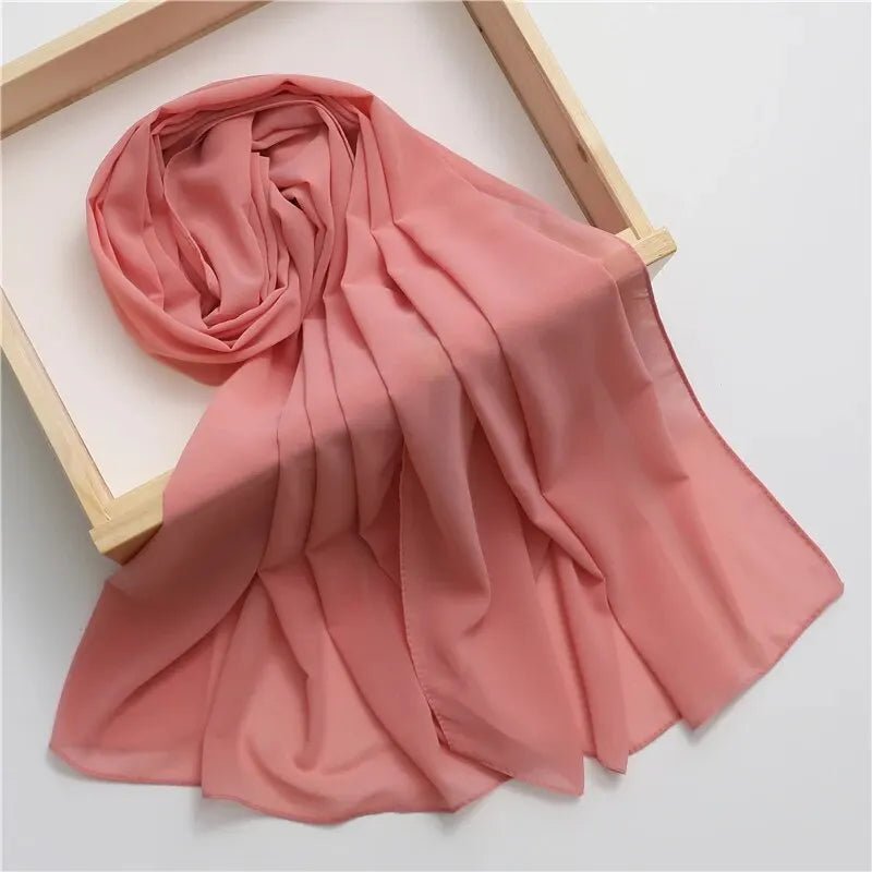 Spring Chiffon Solid Muslim Hijab Women Scarf Fashion Soft Headband Shawl and Wraps Bandana Islamic Turban Echarpe NewTH9 - M61