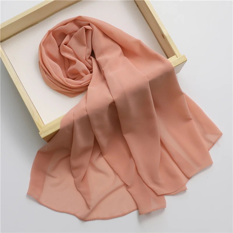 Spring Chiffon Solid Muslim Hijab Women Scarf Fashion Soft Headband Shawl and Wraps Bandana Islamic Turban Echarpe NewTH9 - M79