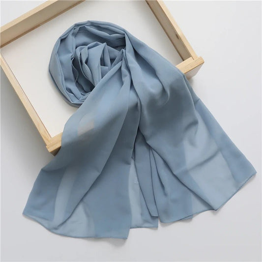 Spring Chiffon Solid Muslim Hijab Women Scarf Fashion Soft Headband Shawl and Wraps Bandana Islamic Turban Echarpe NewTH9 - M79