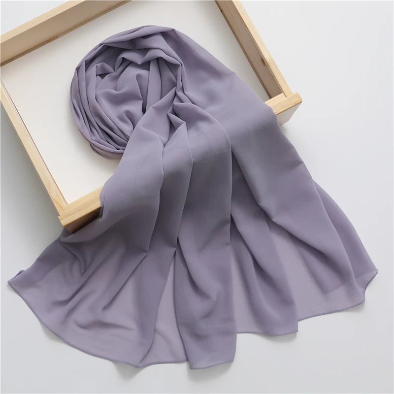 Spring Chiffon Solid Muslim Hijab Women Scarf Fashion Soft Headband Shawl and Wraps Bandana Islamic Turban Echarpe NewTH9 - M79