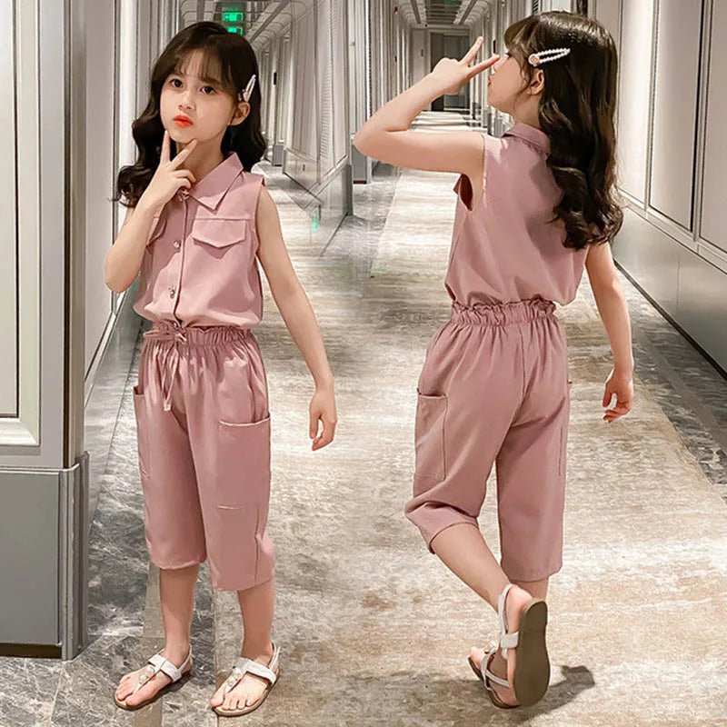 Summer Baby Girls Clothes Sets Sleeveless T - shirt + Pants 2PCS Fashion Children's Clothing Suits Kids Outfits 4 6 7 8 10 12 Year0694575 - 13 - 4 T