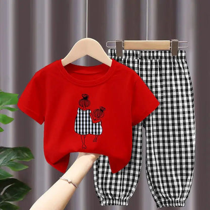 Summer Sets Children's Clothing Girls Mother Kids Toddler Clothes Cute Fashion Cotton T - shirt Top Pants 2pcs Baby Girl Clothes2140cm 9 - 10T