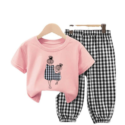 Summer Sets Children's Clothing Girls Mother Kids Toddler Clothes Cute Fashion Cotton T - shirt Top Pants 2pcs Baby Girl Clothes390cm 2T