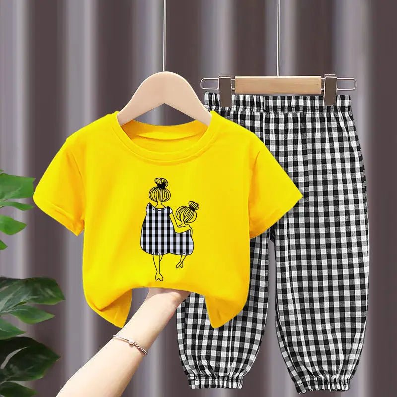 Summer Sets Children's Clothing Girls Mother Kids Toddler Clothes Cute Fashion Cotton T - shirt Top Pants 2pcs Baby Girl Clothes4110cm 4T