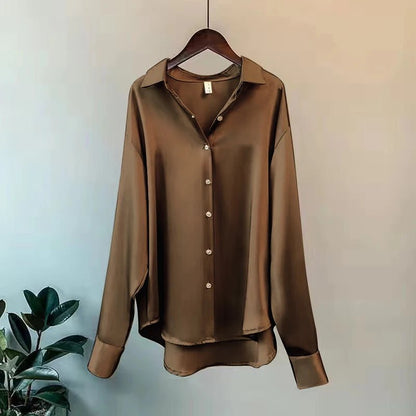 Summer Shirts And Blouses Woman Casual Top Autumn Winter Korean Long Sleeve Button Elegance Sweet Casual Office Lady New ShirtsBeigeM