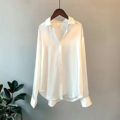 Summer Shirts And Blouses Woman Casual Top Autumn Winter Korean Long Sleeve Button Elegance Sweet Casual Office Lady New ShirtsBeigeM