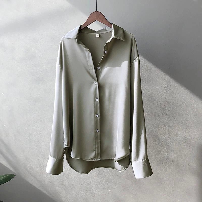 Summer Shirts And Blouses Woman Casual Top Autumn Winter Korean Long Sleeve Button Elegance Sweet Casual Office Lady New ShirtsBeigeM