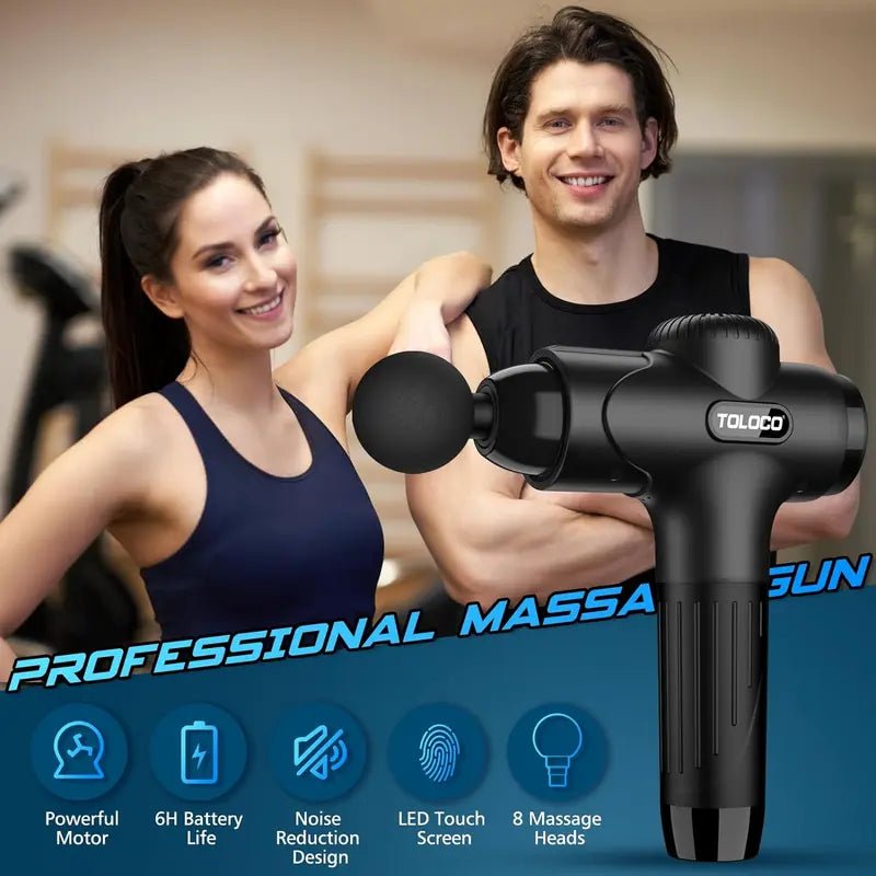 TOLOCO Massage Gun, Muscle Massage Gun Deep Tissue, Percussion Massage Gun with 8 Replacement Heads, Super Quiet Portable Electric Massager for Athletes, Treatment, RelaxBlackBeauty & Personal Care