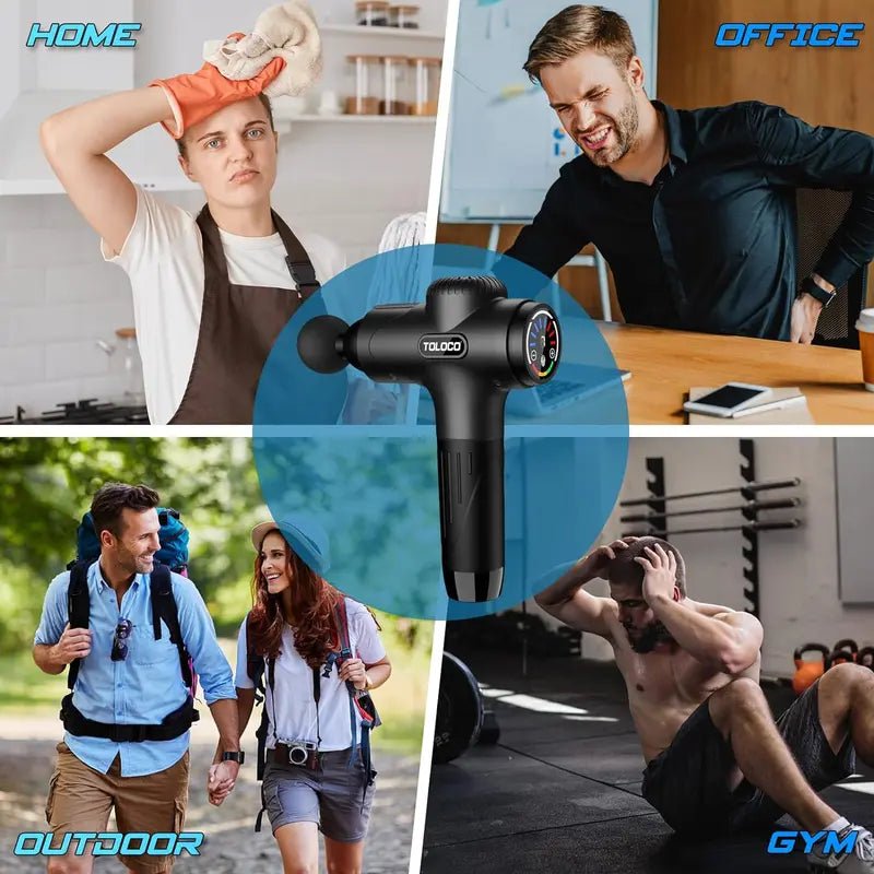 TOLOCO Massage Gun, Muscle Massage Gun Deep Tissue, Percussion Massage Gun with 8 Replacement Heads, Super Quiet Portable Electric Massager for Athletes, Treatment, RelaxBlackBeauty & Personal Care