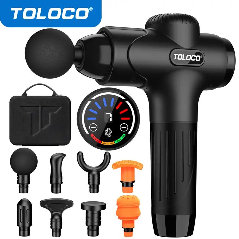 TOLOCO Massage Gun, Muscle Massage Gun Deep Tissue, Percussion Massage Gun with 8 Replacement Heads, Super Quiet Portable Electric Massager for Athletes, Treatment, RelaxBlackBeauty & Personal Care