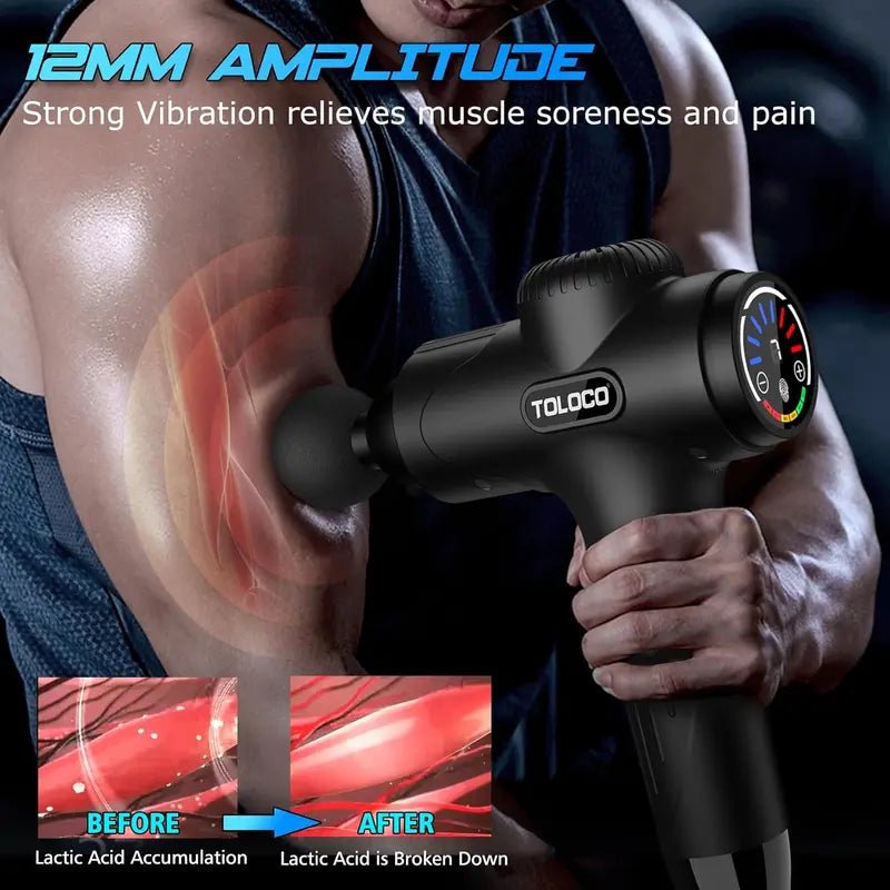 TOLOCO Massage Gun, Muscle Massage Gun Deep Tissue, Percussion Massage Gun with 8 Replacement Heads, Super Quiet Portable Electric Massager for Athletes, Treatment, RelaxBlackBeauty & Personal Care