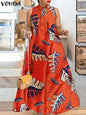 VONDA 2024 Summer Sleeveless Long Dress Fashion Women Bohemian Printed Sundress Maxi Robe Casual Loose Holiday Party VestidosMOrange