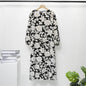 Women Eid Muslim Dresses Ramadan Puff Sleeve Flowers Casual Dress Morocco Vestidos O Neck Arab Long Robe Dubai Kaftan Abayas8One Size