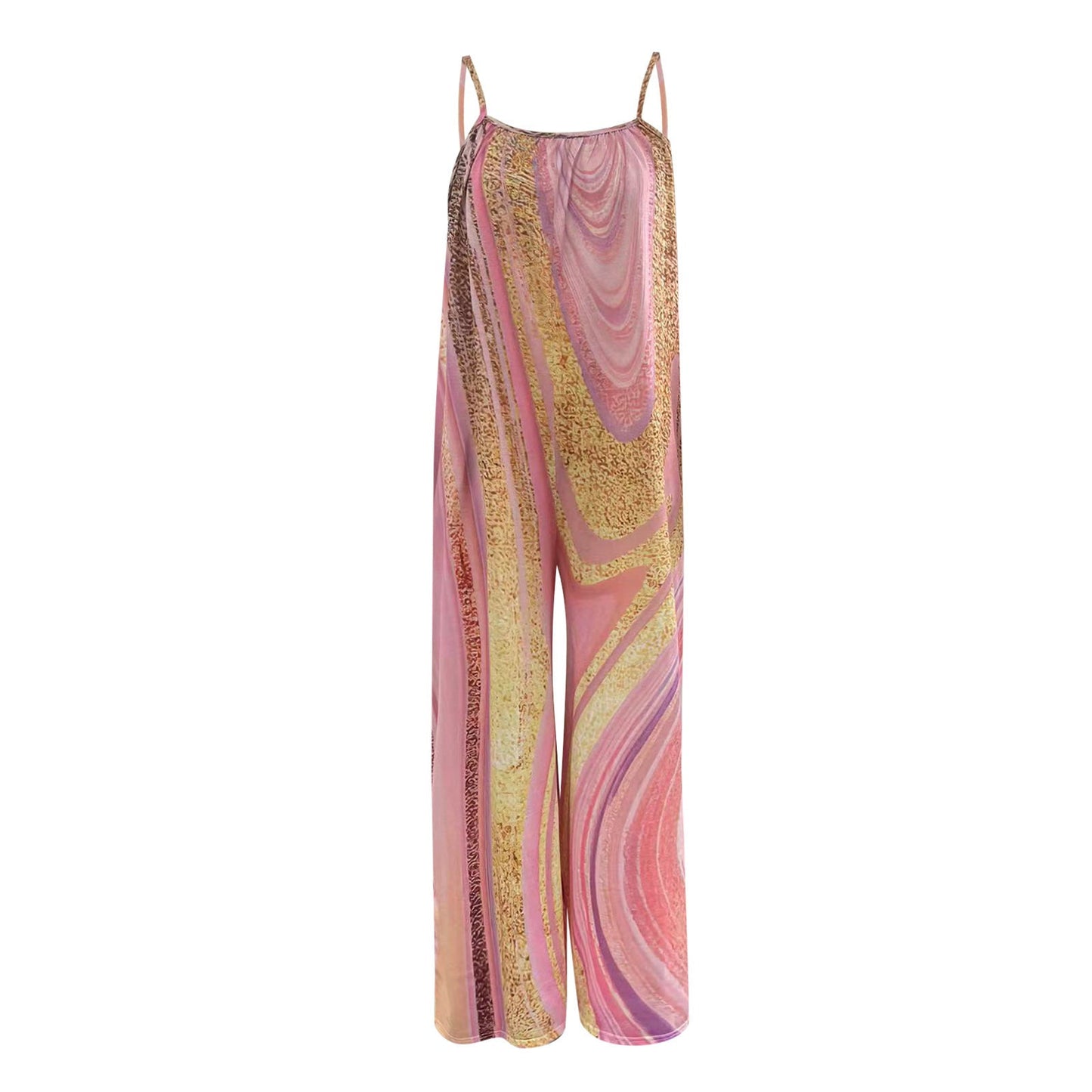 Women's Fashion Camisole Tie Dye JumpsuitGold2XL