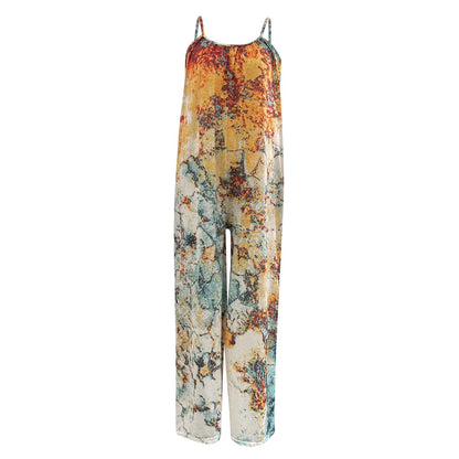 Women's Fashion Camisole Tie Dye JumpsuitOrange2XL