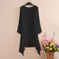 Women's Summer Blouse Cover Up ZANZEA Elegant Solid Cardigans Casual Long Sleeve Irregular Tops Beach KimonoblackL