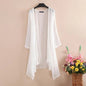 Women's Summer Blouse Cover Up ZANZEA Elegant Solid Cardigans Casual Long Sleeve Irregular Tops Beach KimonoWHITE4XL