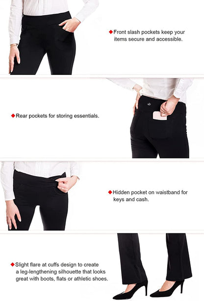 Yogipace,5 Pockets,27"/29"/31"/33"/35"/37" Women'S Bootcut Yoga Dress Pants Workout Pants Commute WorkBlackX - Small/33" Inseam LongClothingPantsShoes & Jewelry