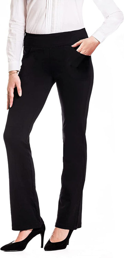 Yogipace,5 Pockets,27"/29"/31"/33"/35"/37" Women'S Bootcut Yoga Dress Pants Workout Pants Commute WorkBlackX - Small/33" Inseam LongClothingPantsShoes & Jewelry