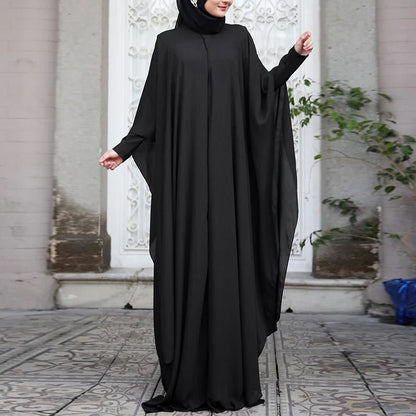 ZANZEA Women Fashion Long Sleeve Hijab Vestidos Abayas ChiffonBlackM