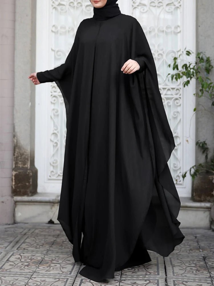 ZANZEA Women Fashion Long Sleeve Hijab Vestidos Abayas ChiffonBlackM